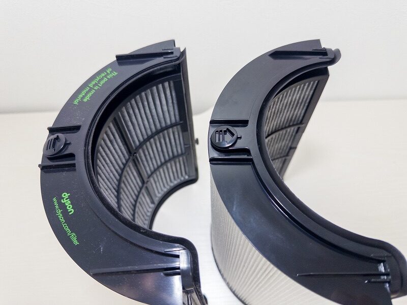 ダイソン純正と互換品JORAIRのフィルター本体のテキストの差